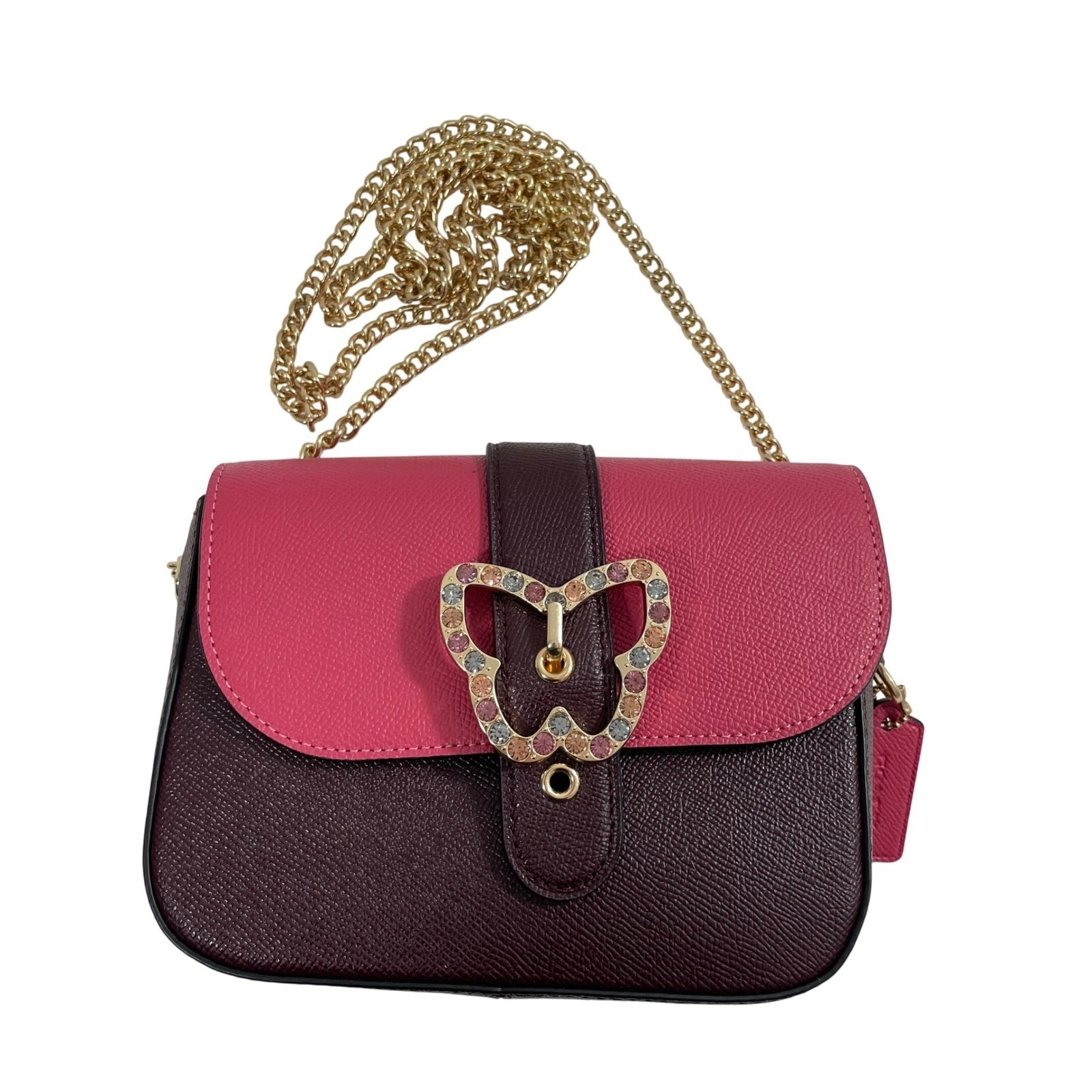 Coach Gemma Crossbody Bag Butterfly Buckle Colorblock Strawberry Cranberry C6796